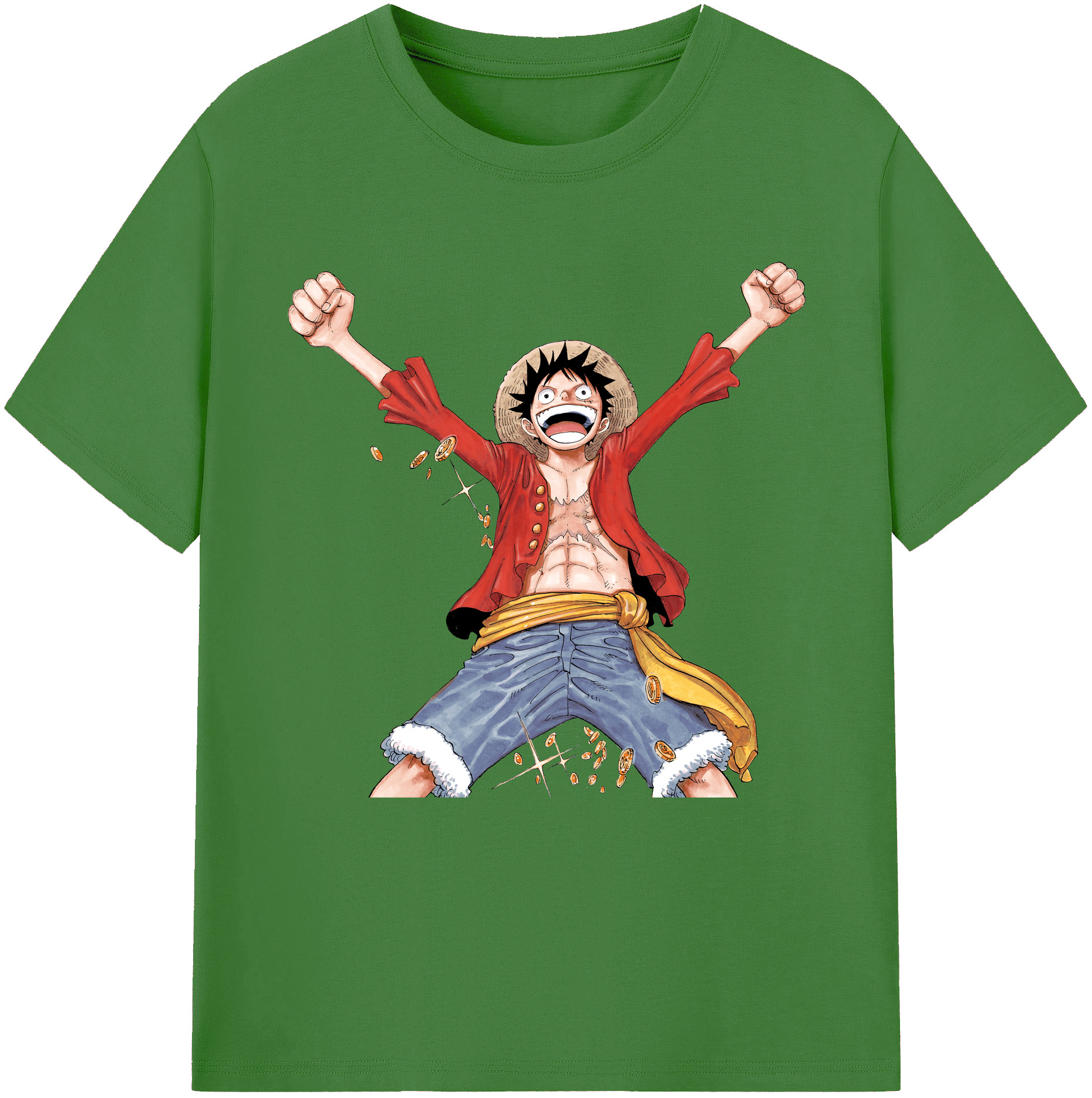 ワンピース モンキー・D・ルフィ ONE PIECE Monkey D. Luffy レディースカジュアルプリントTシャツ（綿100％）
